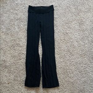 Elegant Black Cable Knit Flare Pants
